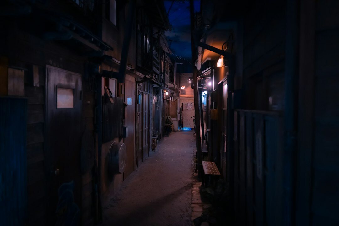 hidden city alley at dusk
