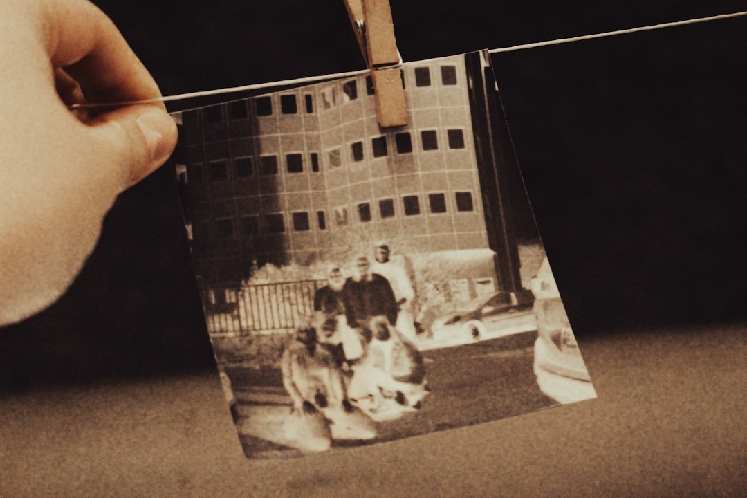 family looking at old photos