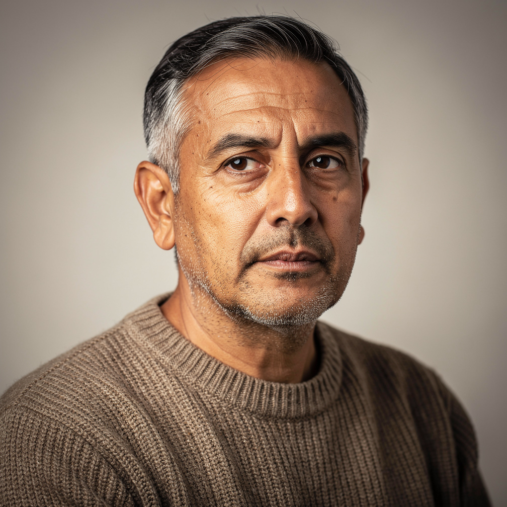 Portrait of a Chilean male writer and storyteller